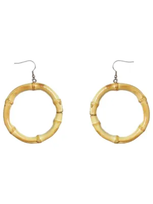 Tiki Round Bamboo Earrings