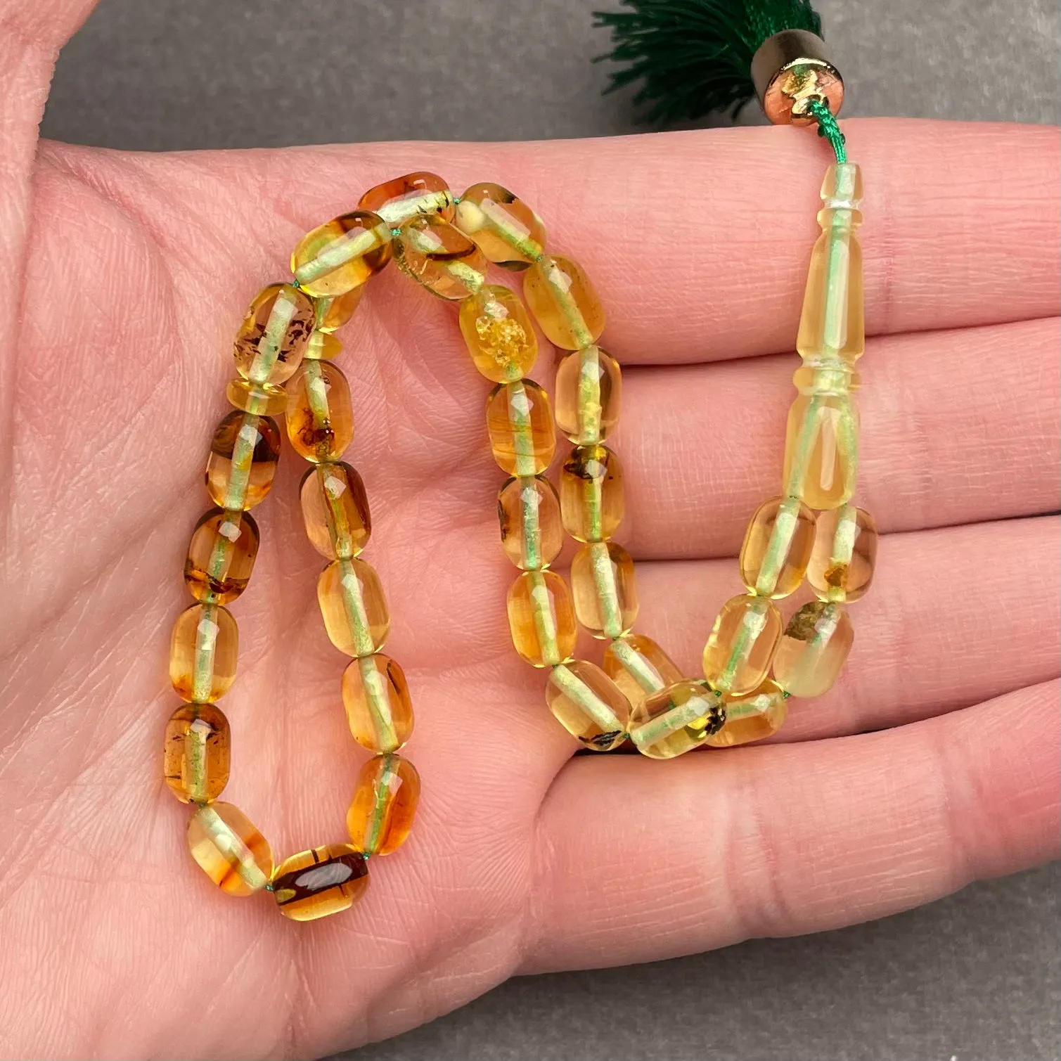 TRANSPARENT AMBER MISBAHA 5,6x8,5mm 8g