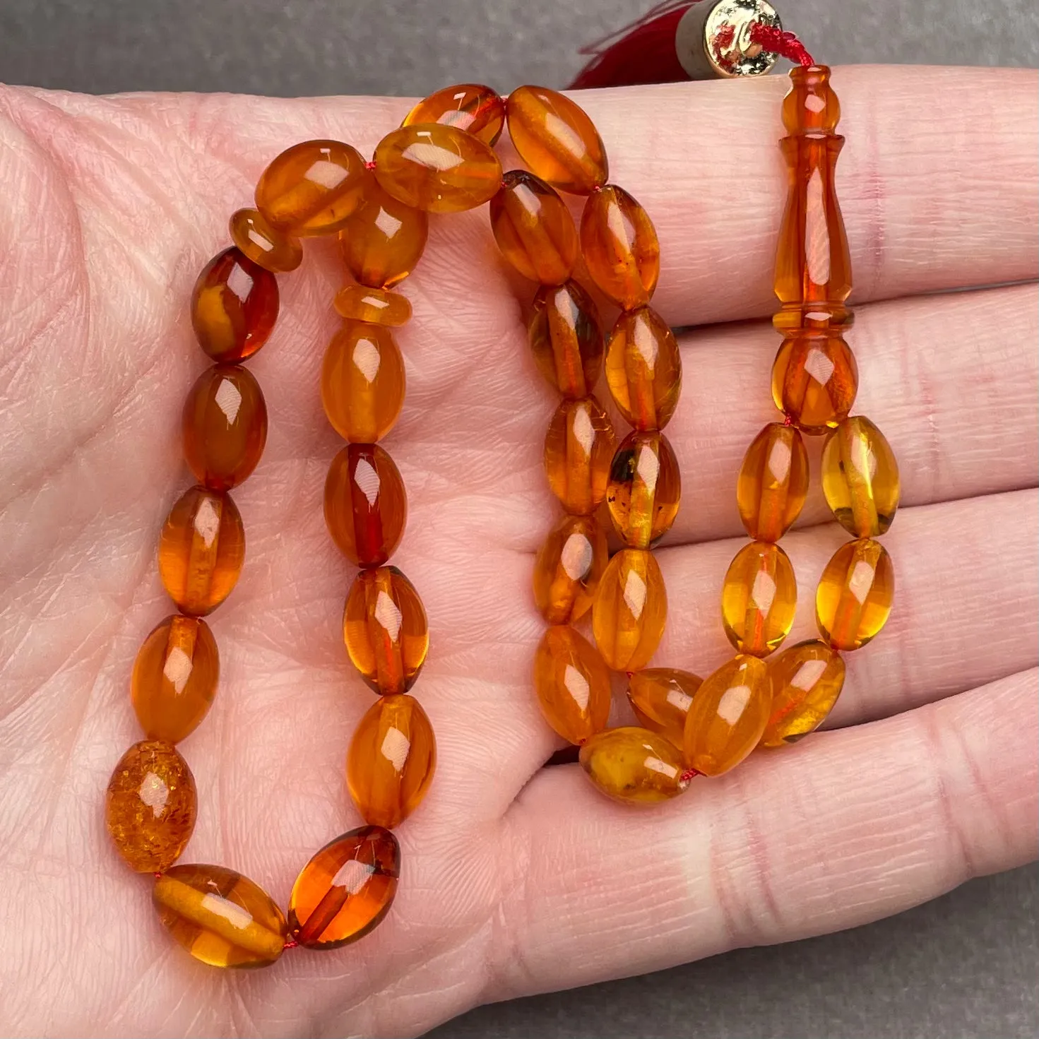 TRANSPARENT AMBER MISBAHA 6,6x9,8mm 9,5g