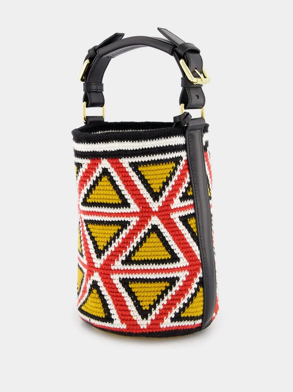 Triangle-Pattern Cylinder Small Bag