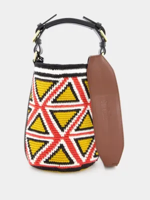 Triangle-Pattern Cylinder Small Bag