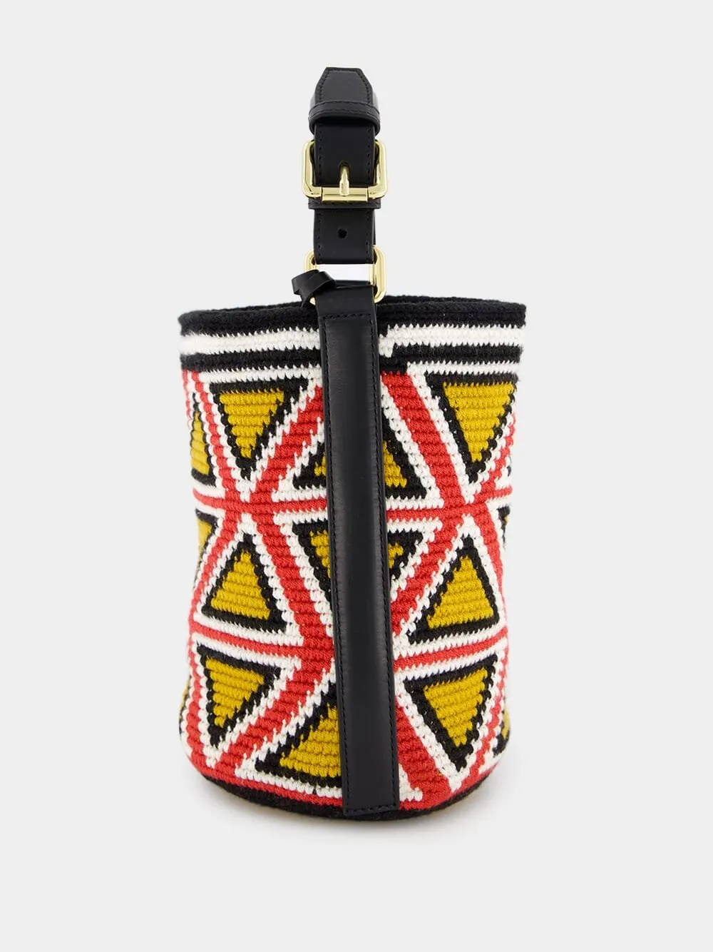 Triangle-Pattern Cylinder Small Bag