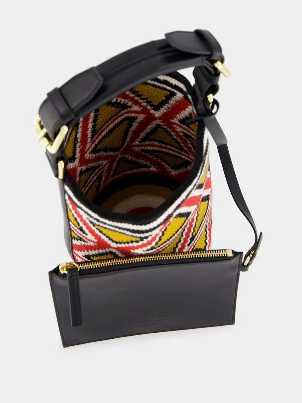 Triangle-Pattern Cylinder Small Bag