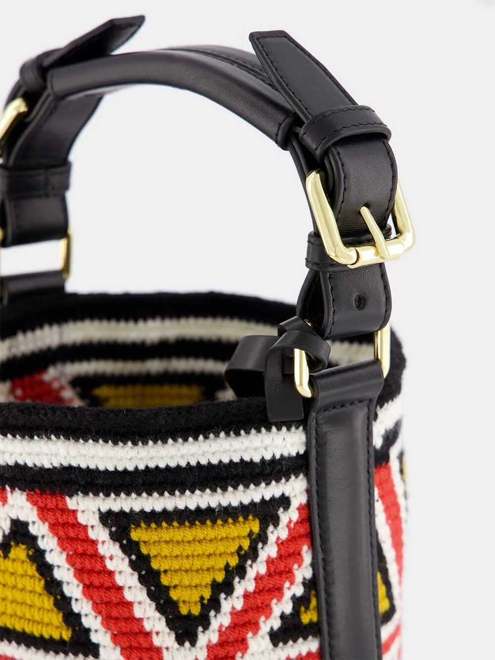 Triangle-Pattern Cylinder Small Bag