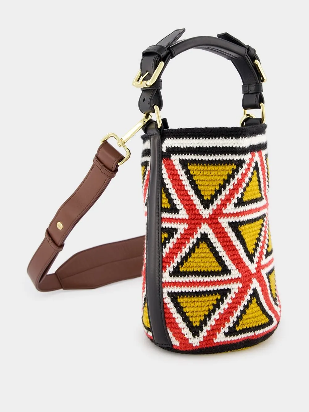 Triangle-Pattern Cylinder Small Bag