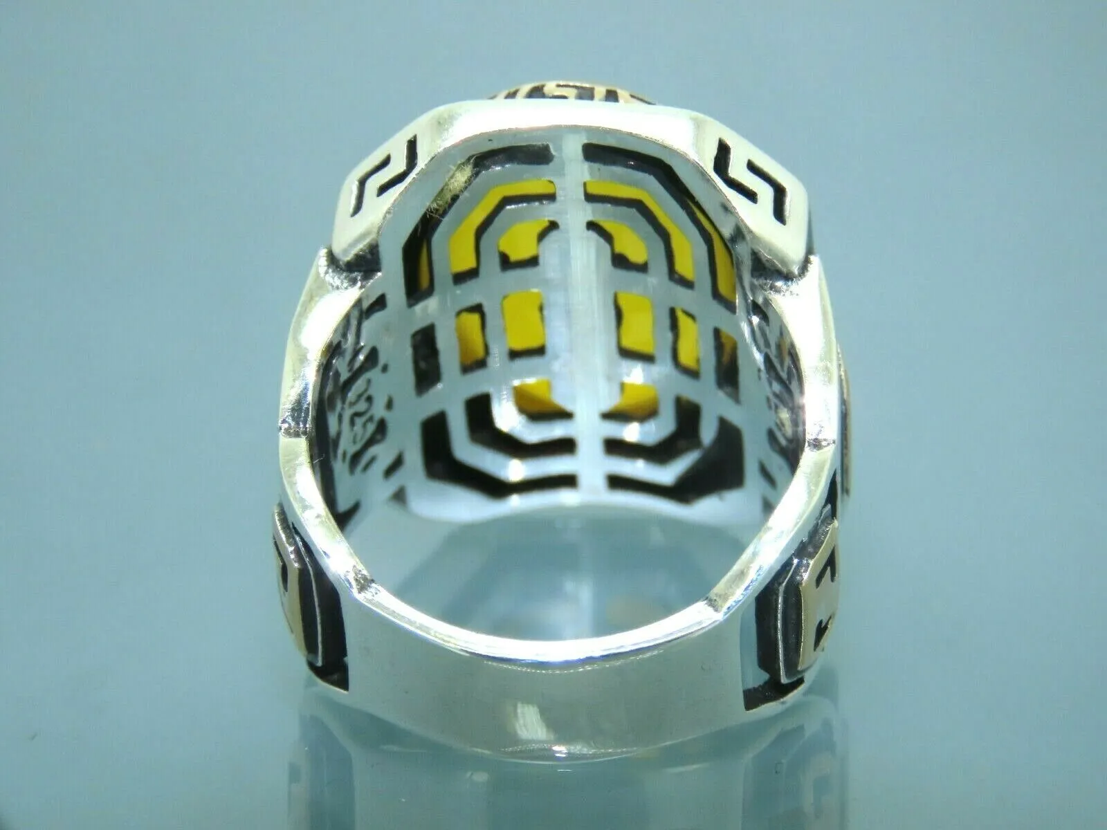 Turkish Handmade Jewelry 925 Sterling Silver Agate Stone Mens Rings