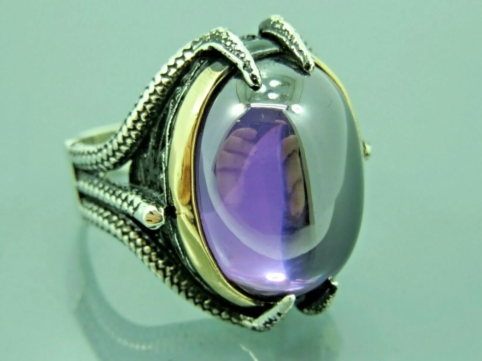 Turkish Handmade Jewelry 925 Sterling Silver Amethyst Stone Mens Rings