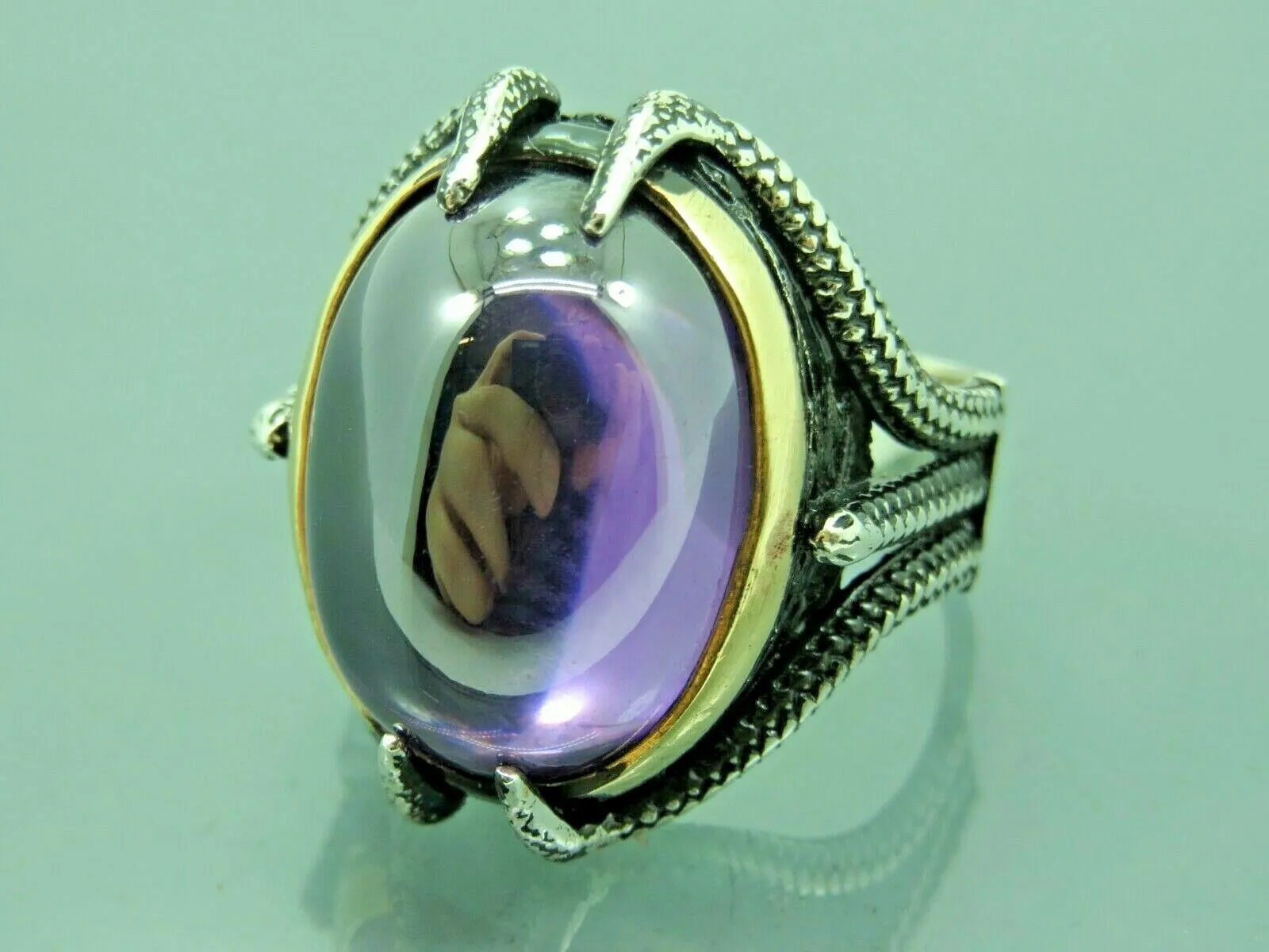 Turkish Handmade Jewelry 925 Sterling Silver Amethyst Stone Mens Rings