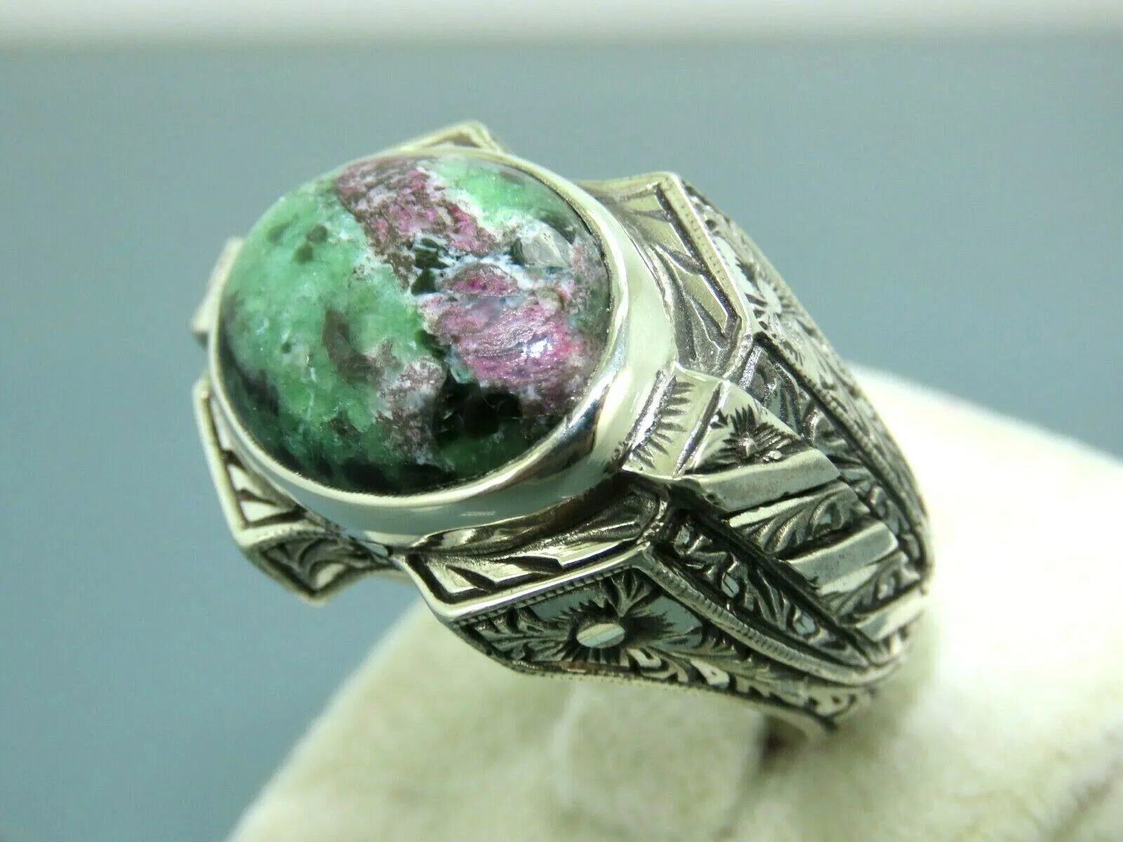 Turkish Handmade Jewelry 925 Sterling Silver Bloodstone Mens Rings