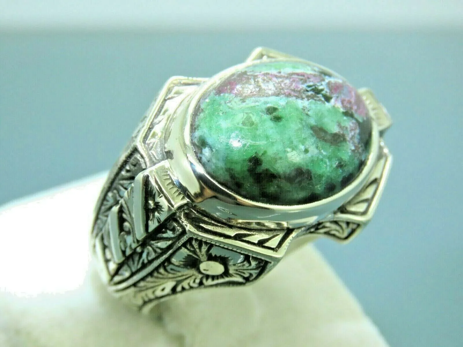 Turkish Handmade Jewelry 925 Sterling Silver Bloodstone Mens Rings