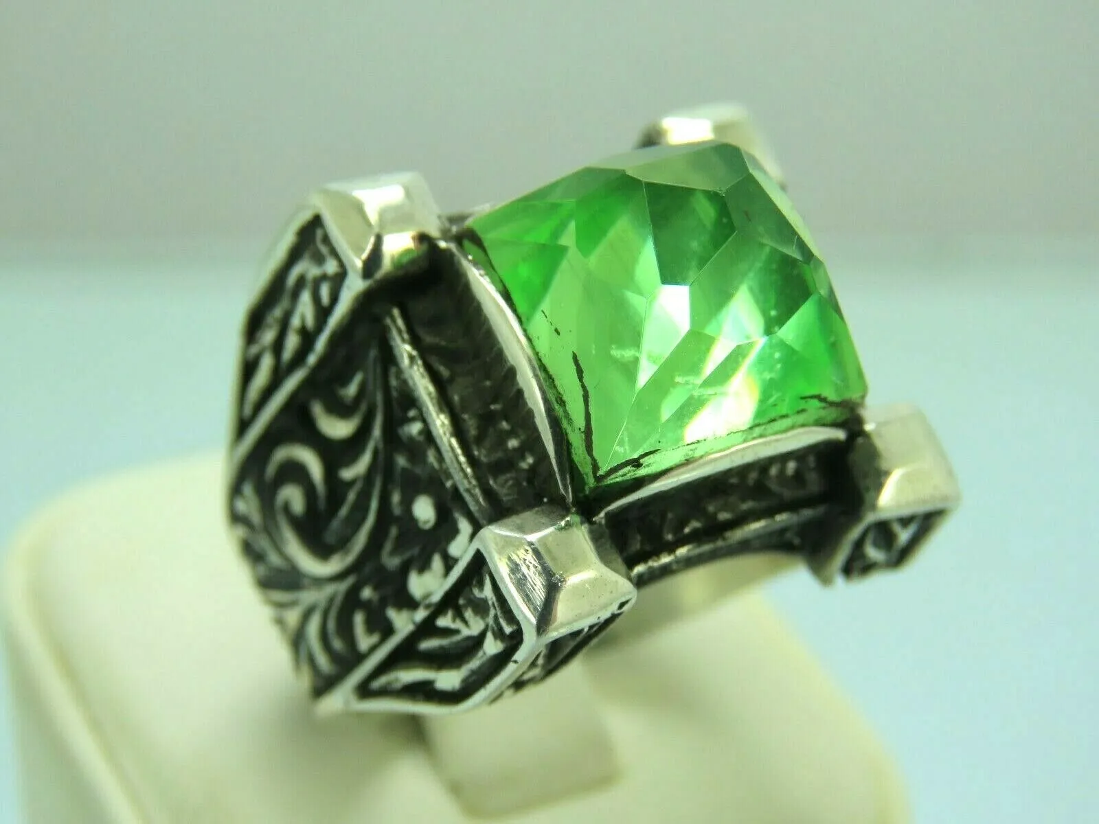 Turkish Handmade Jewelry 925 Sterling Silver Citrine Stone Mens Rings
