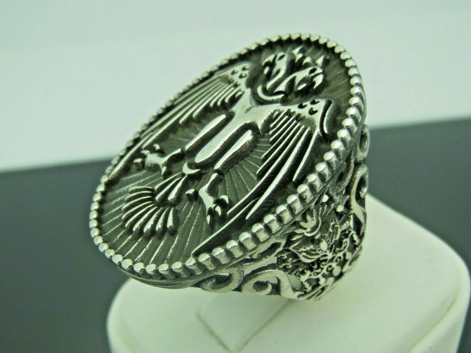 Turkish Handmade Jewelry 925 Sterling Silver Double Eagle Design Mens Rings