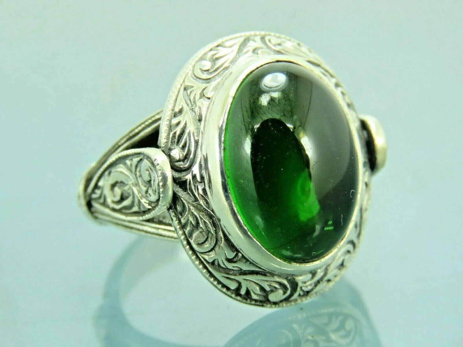 Turkish Handmade Jewelry 925 Sterling Silver Emerald Stone Mens Rings