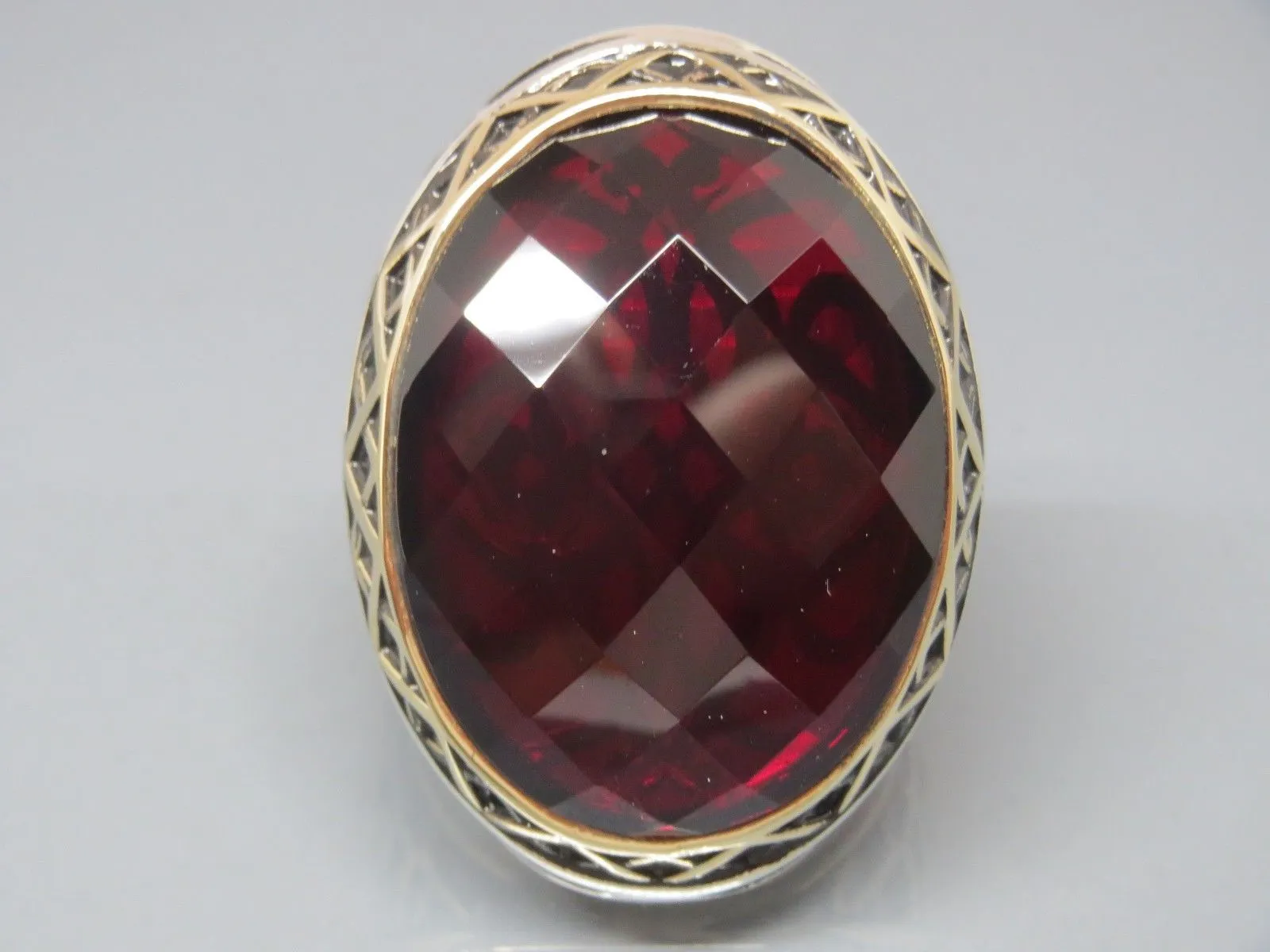 Turkish Handmade Jewelry 925 Sterling Silver Garnet Stone Mens Rings