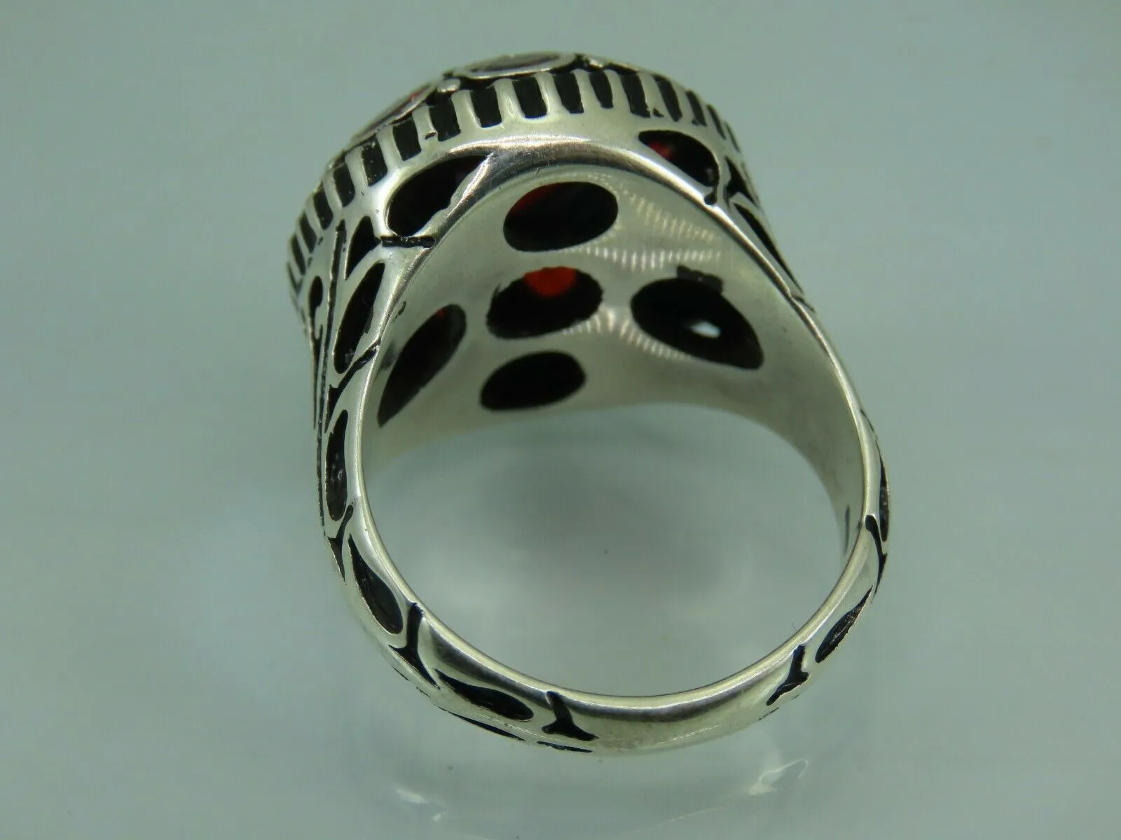 Turkish Handmade Jewelry 925 Sterling Silver Garnet Stone Mens Rings