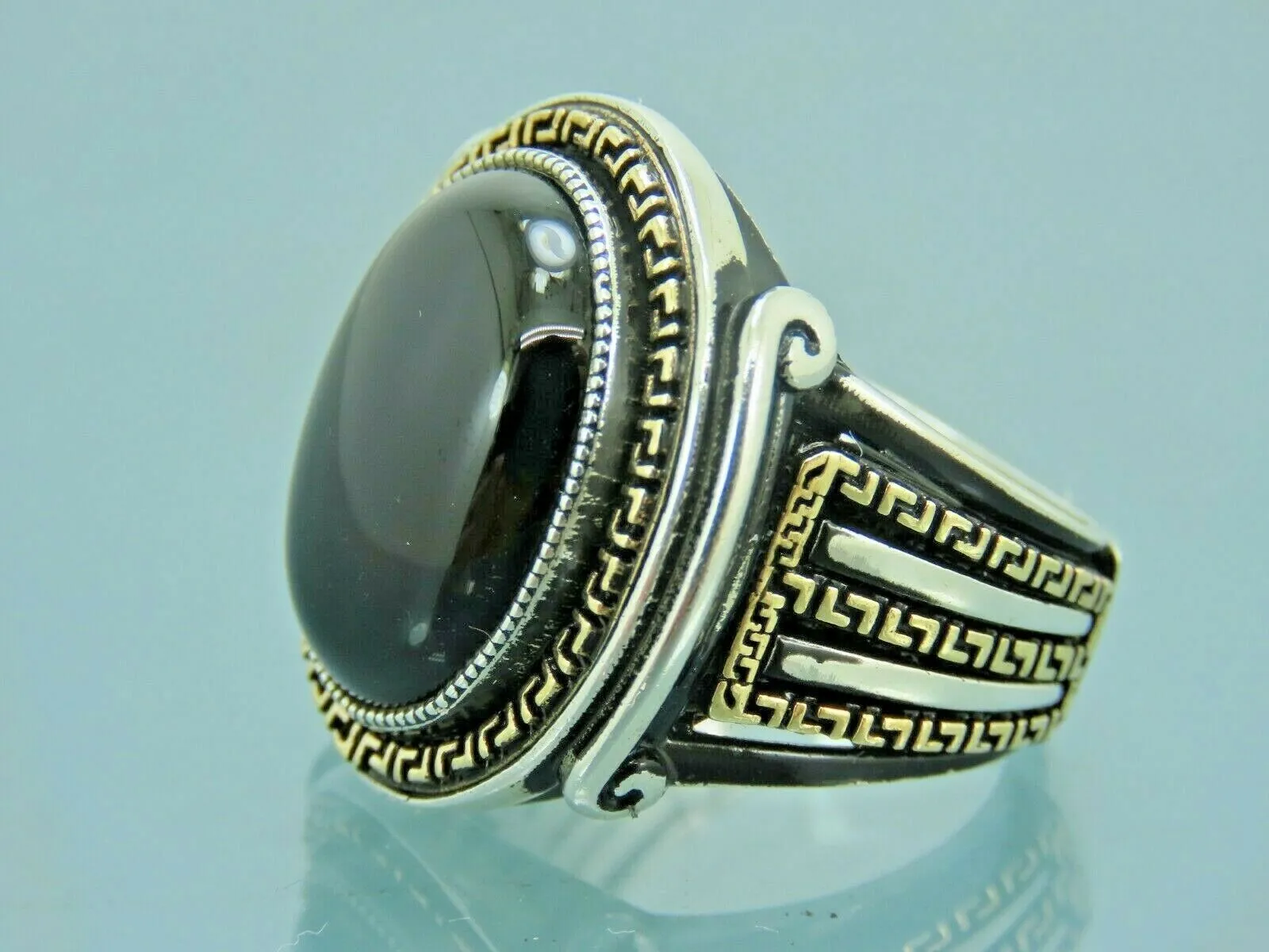 Turkish Handmade Jewelry 925 Sterling Silver Onyx Stone Mens Rings