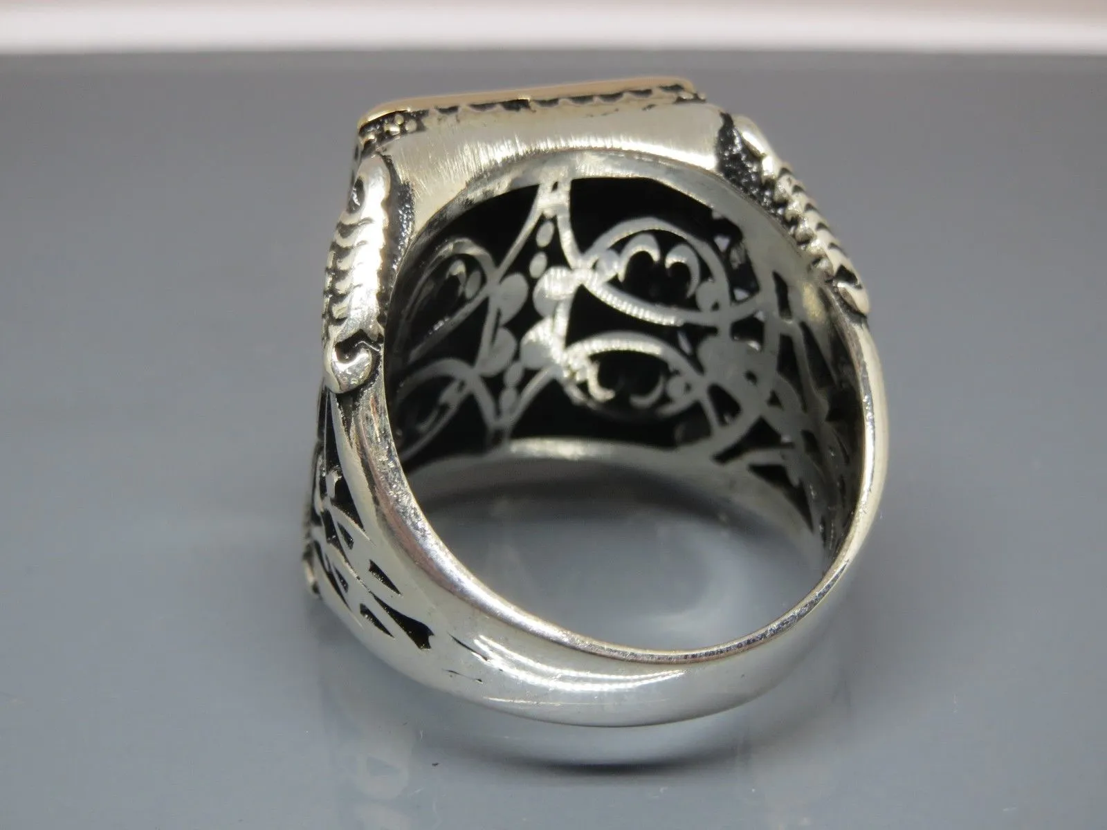 Turkish Handmade Jewelry 925 Sterling Silver Onyx Stone Mens Rings