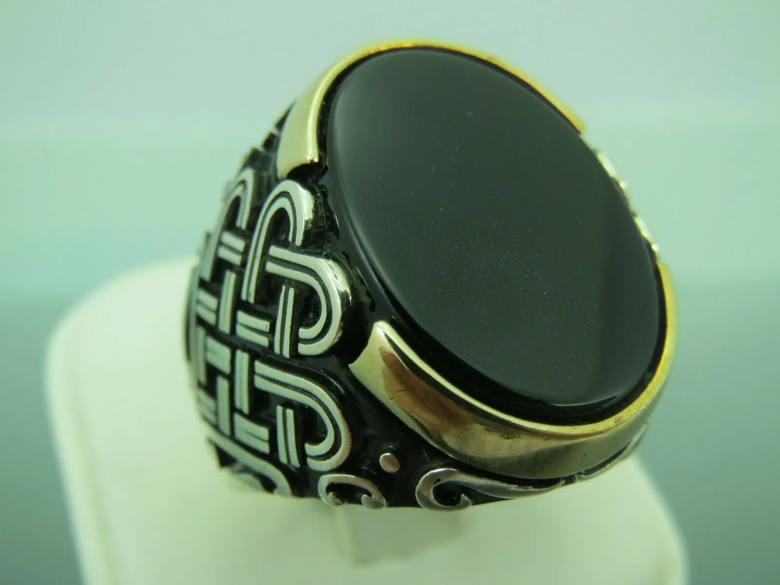 Turkish Handmade Jewelry 925 Sterling Silver Onyx Stone Mens Rings