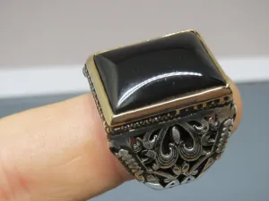 Turkish Handmade Jewelry 925 Sterling Silver Onyx Stone Mens Rings