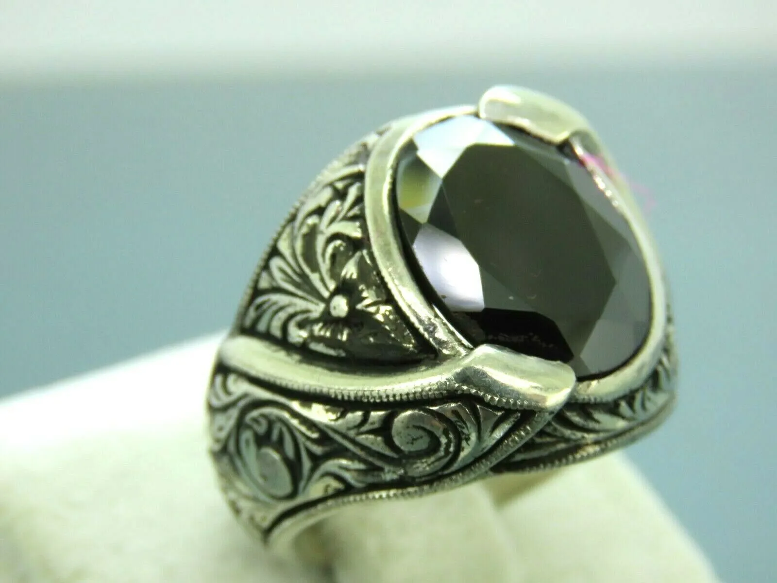 Turkish Handmade Jewelry 925 Sterling Silver Onyx Stone Mens Rings