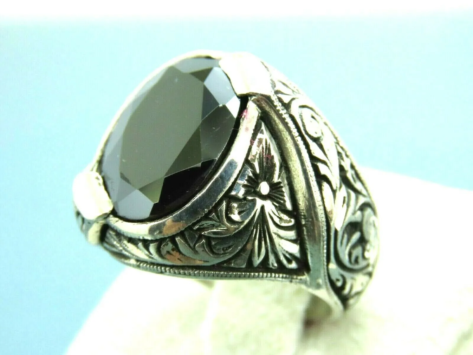 Turkish Handmade Jewelry 925 Sterling Silver Onyx Stone Mens Rings