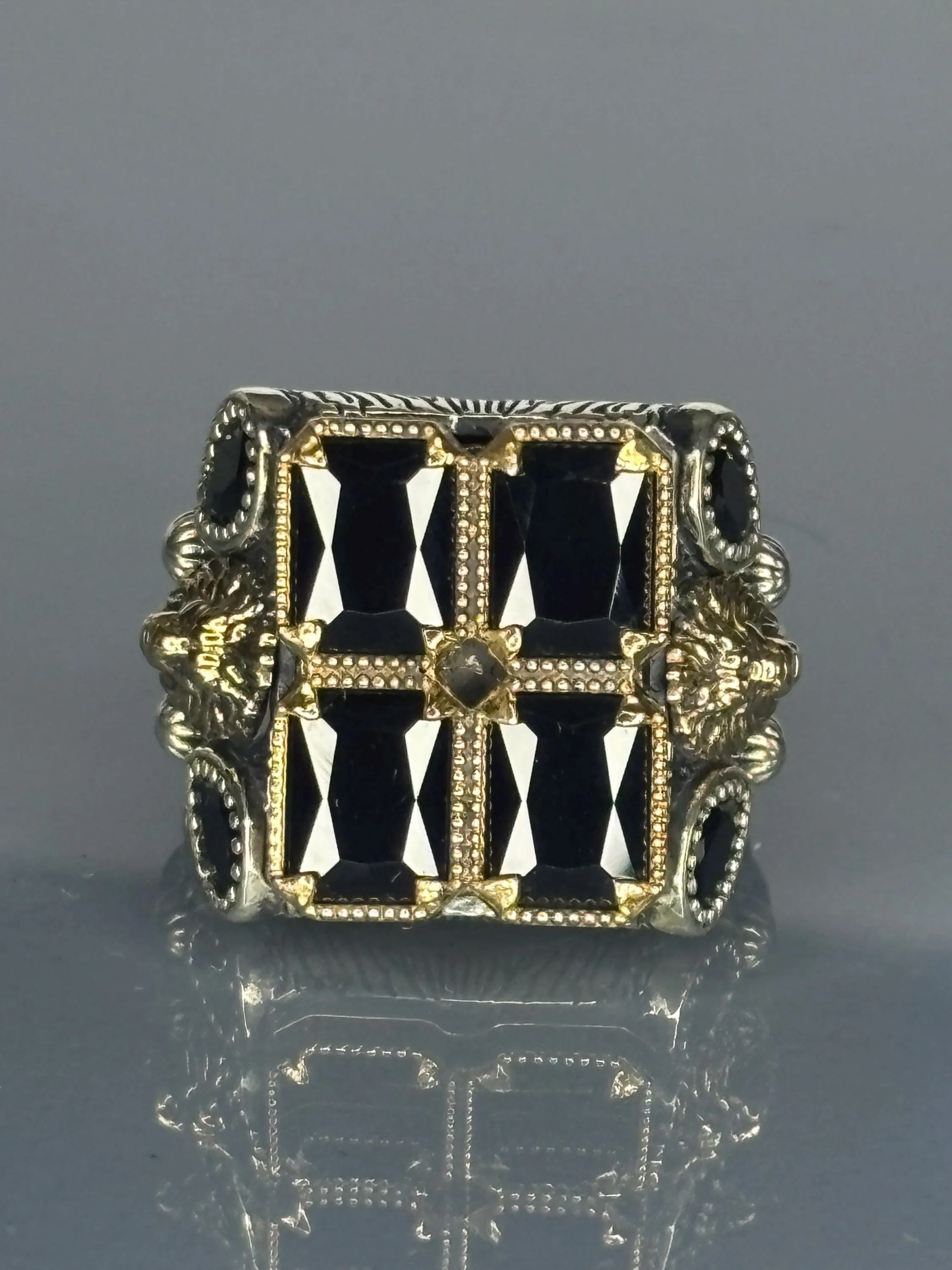 Turkish Handmade Jewelry 925 Sterling Silver Onyx Stone Mens Rings