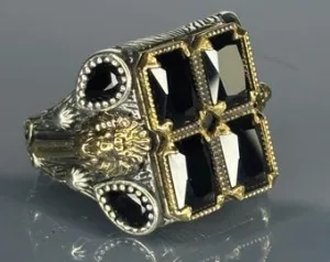 Turkish Handmade Jewelry 925 Sterling Silver Onyx Stone Mens Rings
