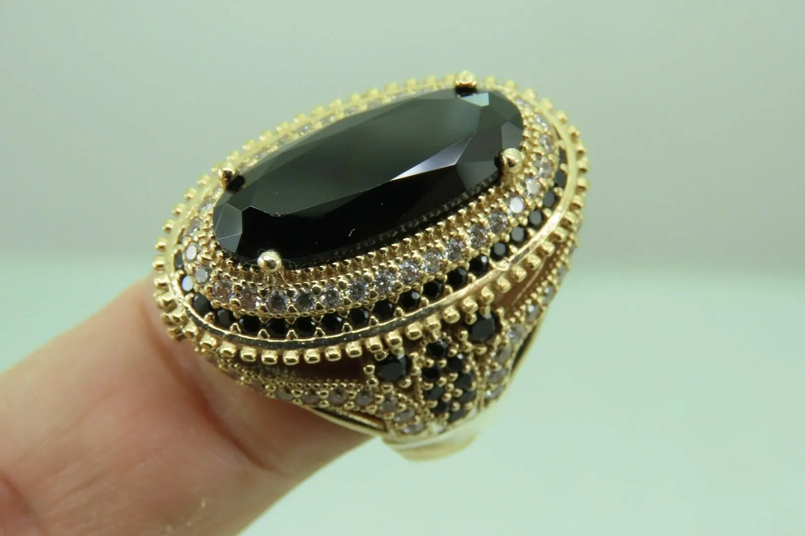 Turkish Handmade Jewelry 925 Sterling Silver Onyx Stone Womens Ring