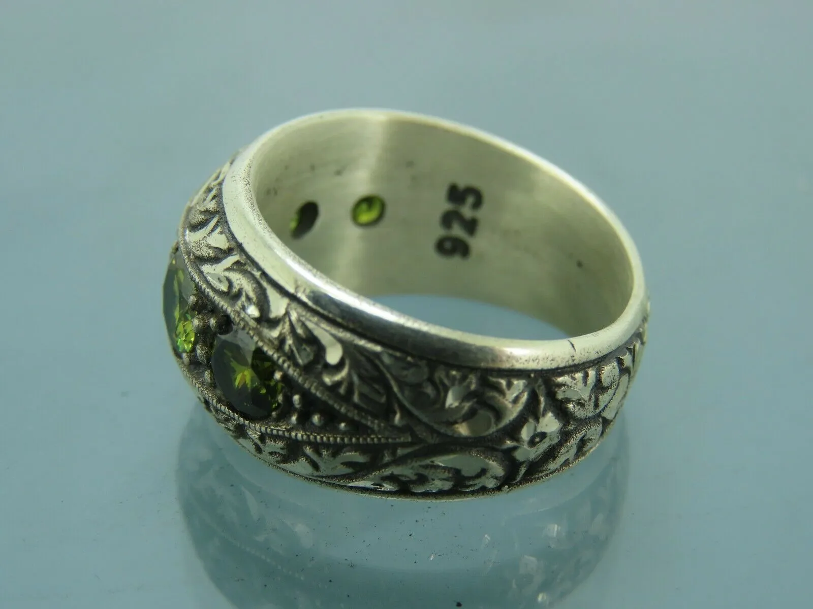 Turkish Handmade Jewelry 925 Sterling Silver Peridot Stone Men's Rings