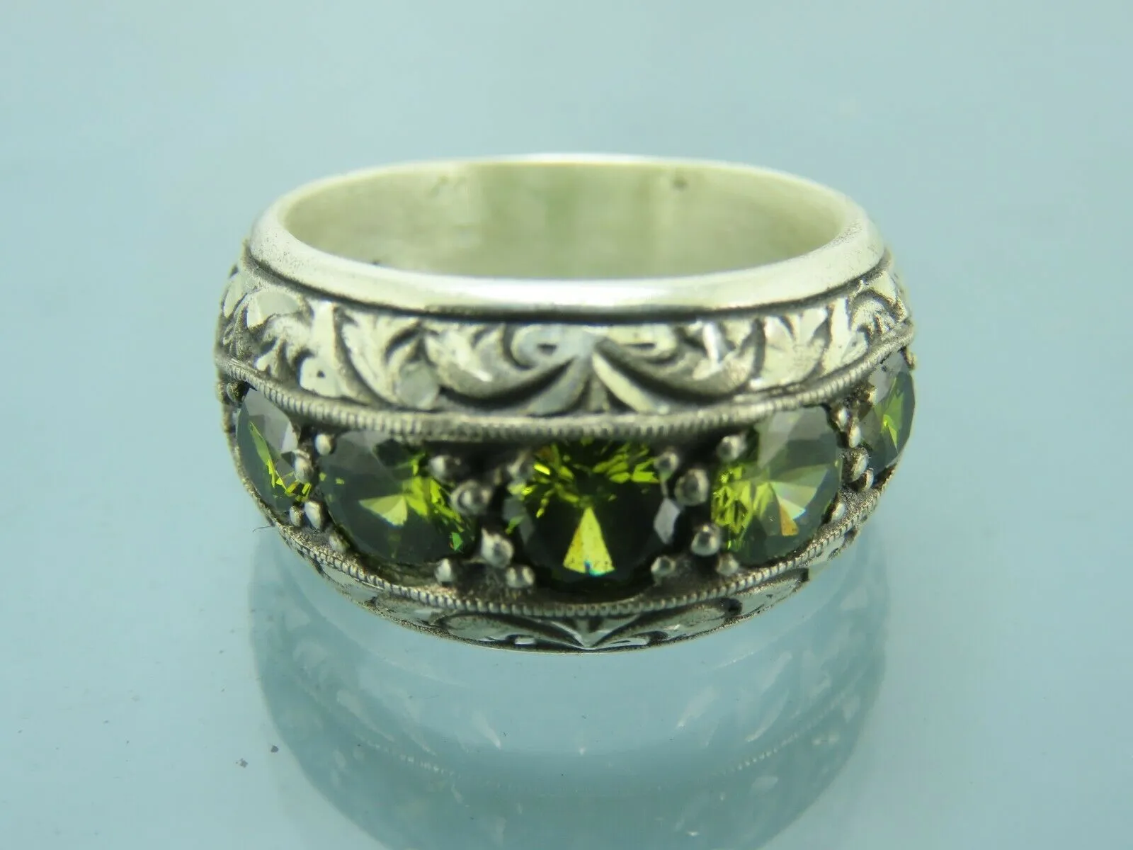 Turkish Handmade Jewelry 925 Sterling Silver Peridot Stone Men's Rings