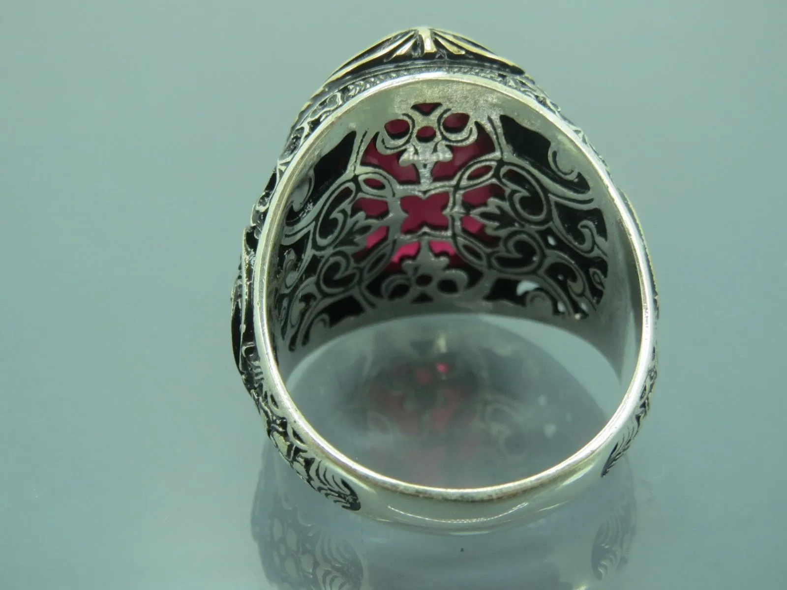 Turkish Handmade Jewelry 925 Sterling Silver Ruby Stone Mens Rings