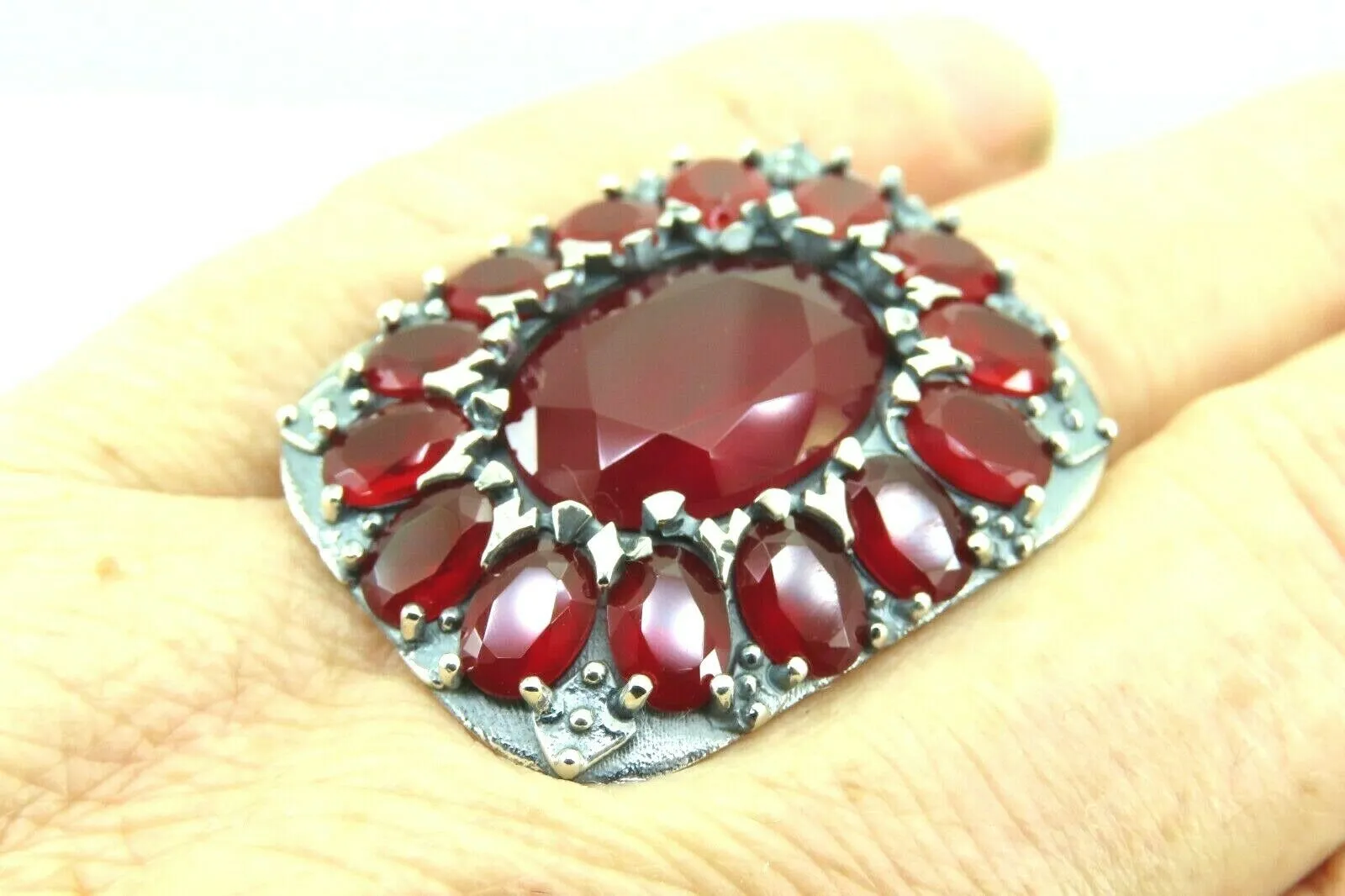 Turkish Handmade Jewelry 925 Sterling Silver Ruby Stone Mens Rings