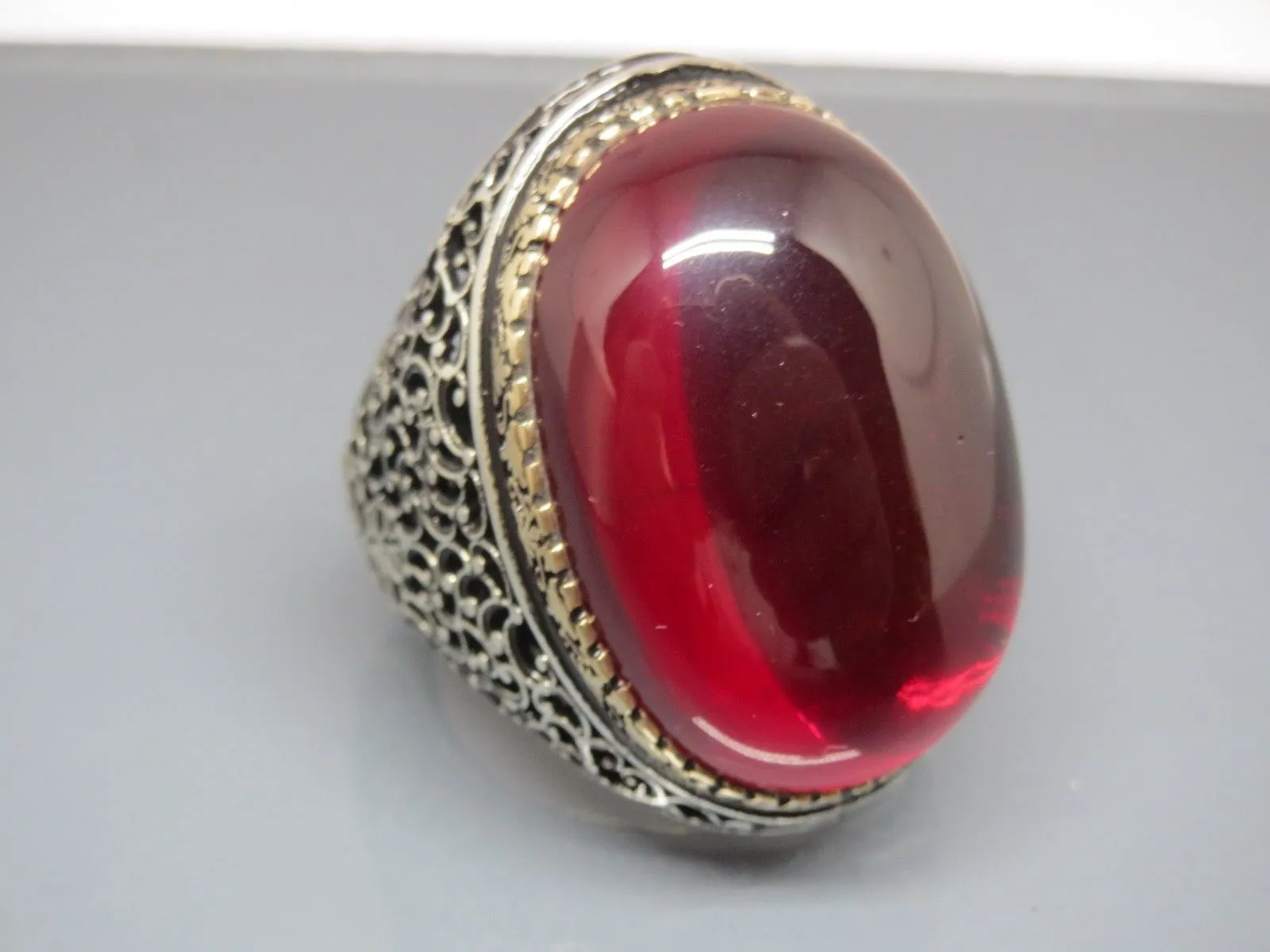 Turkish Handmade Jewelry 925 Sterling Silver Ruby Stone Mens Rings