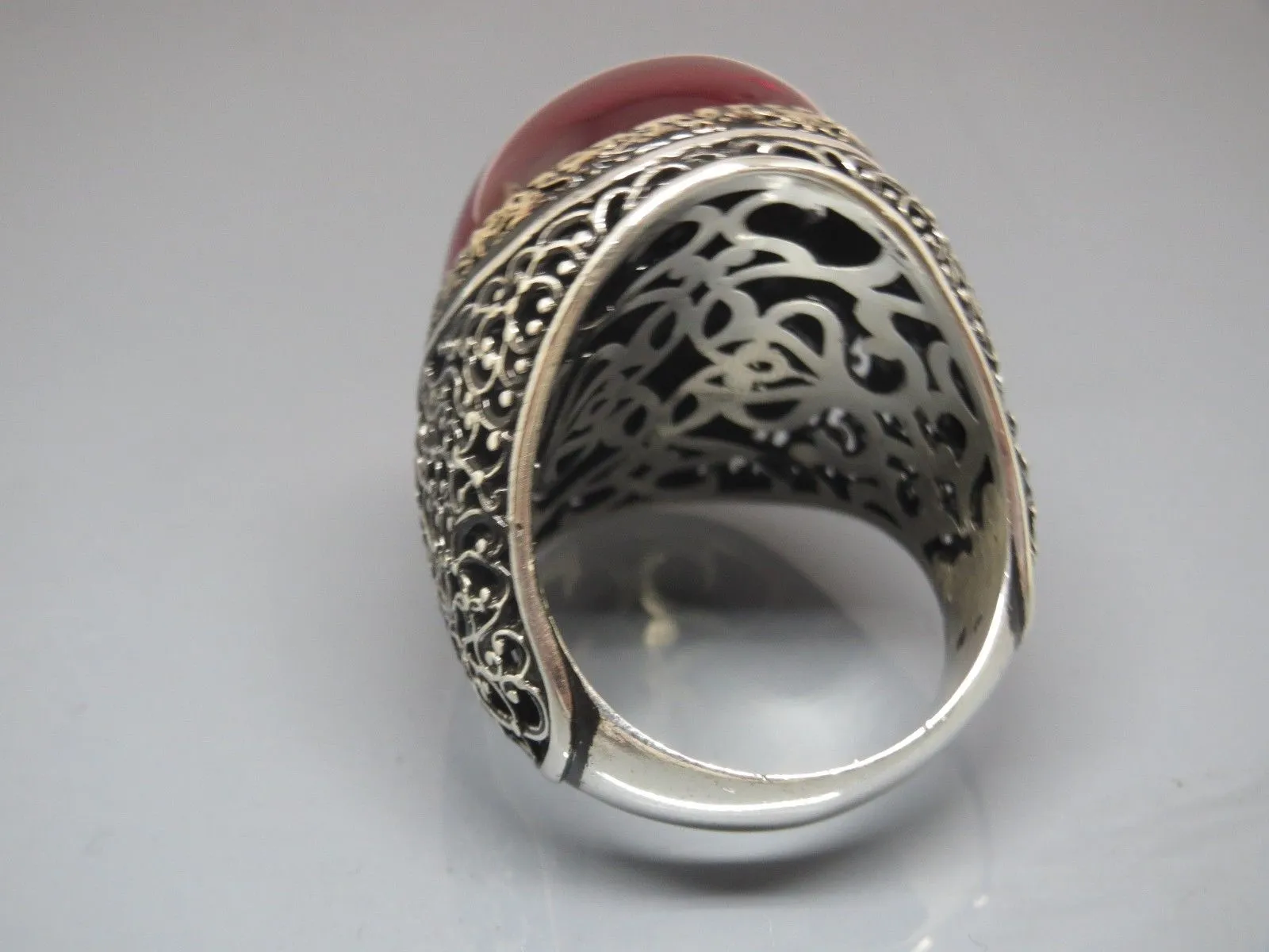 Turkish Handmade Jewelry 925 Sterling Silver Ruby Stone Mens Rings