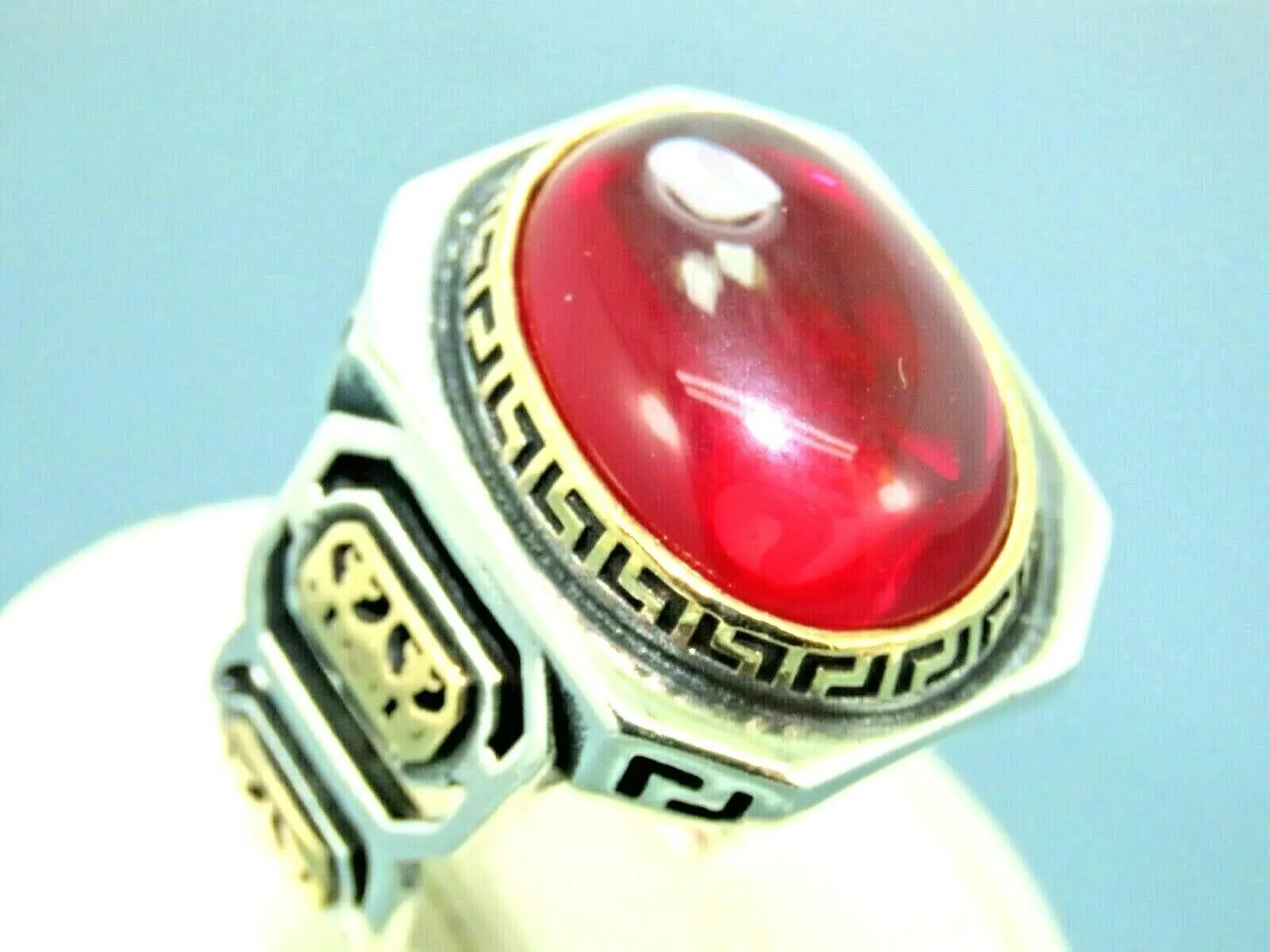 Turkish Handmade Jewelry 925 Sterling Silver Ruby Stone Mens Rings