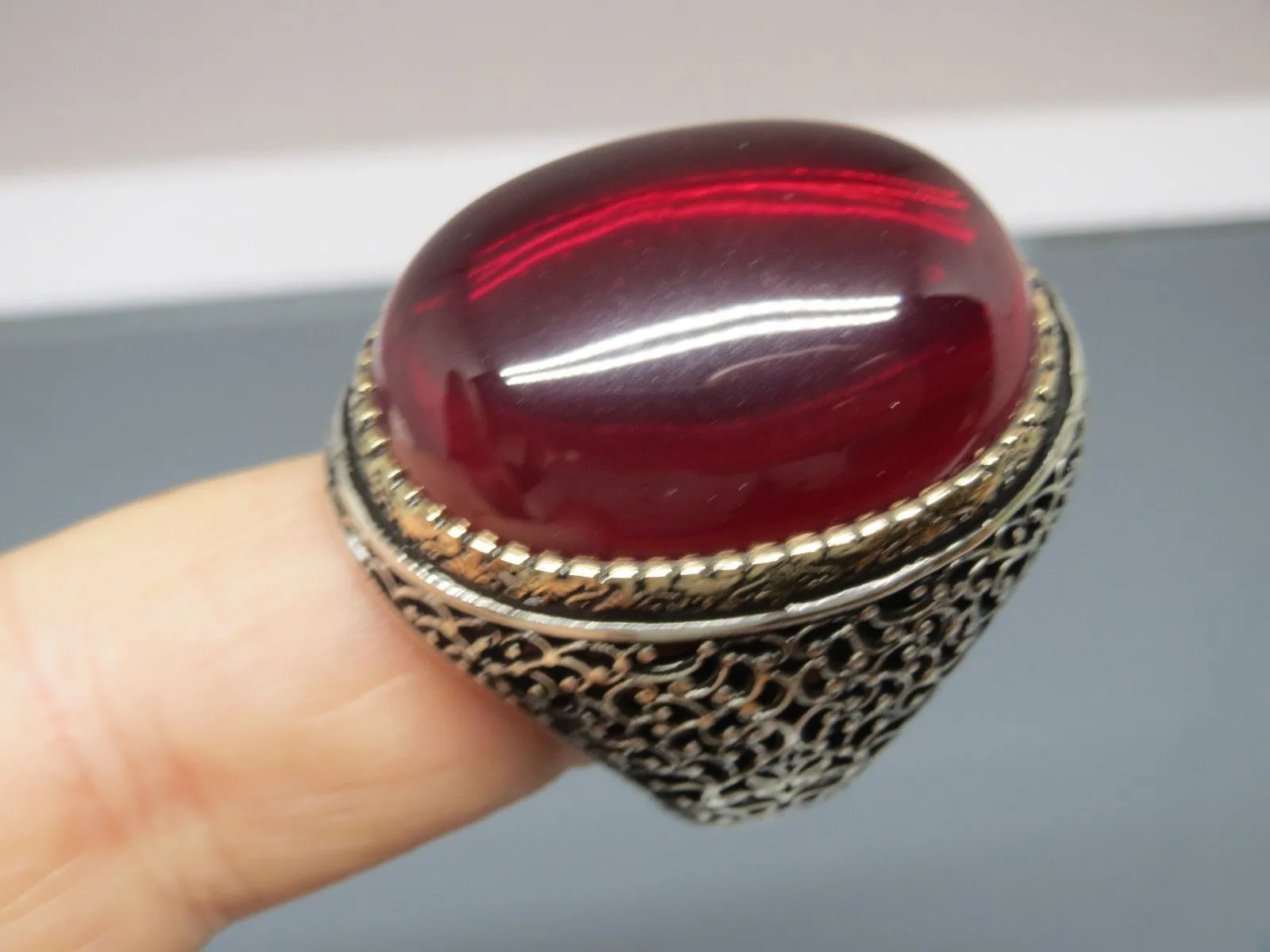 Turkish Handmade Jewelry 925 Sterling Silver Ruby Stone Mens Rings