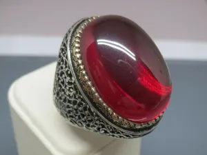 Turkish Handmade Jewelry 925 Sterling Silver Ruby Stone Mens Rings