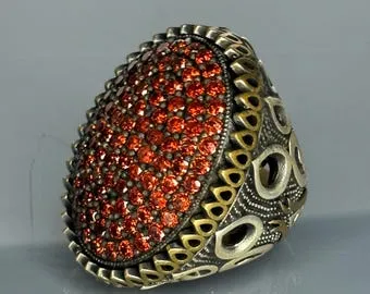 Turkish Handmade Jewelry 925 Sterling Silver Ruby Stone Mens Rings