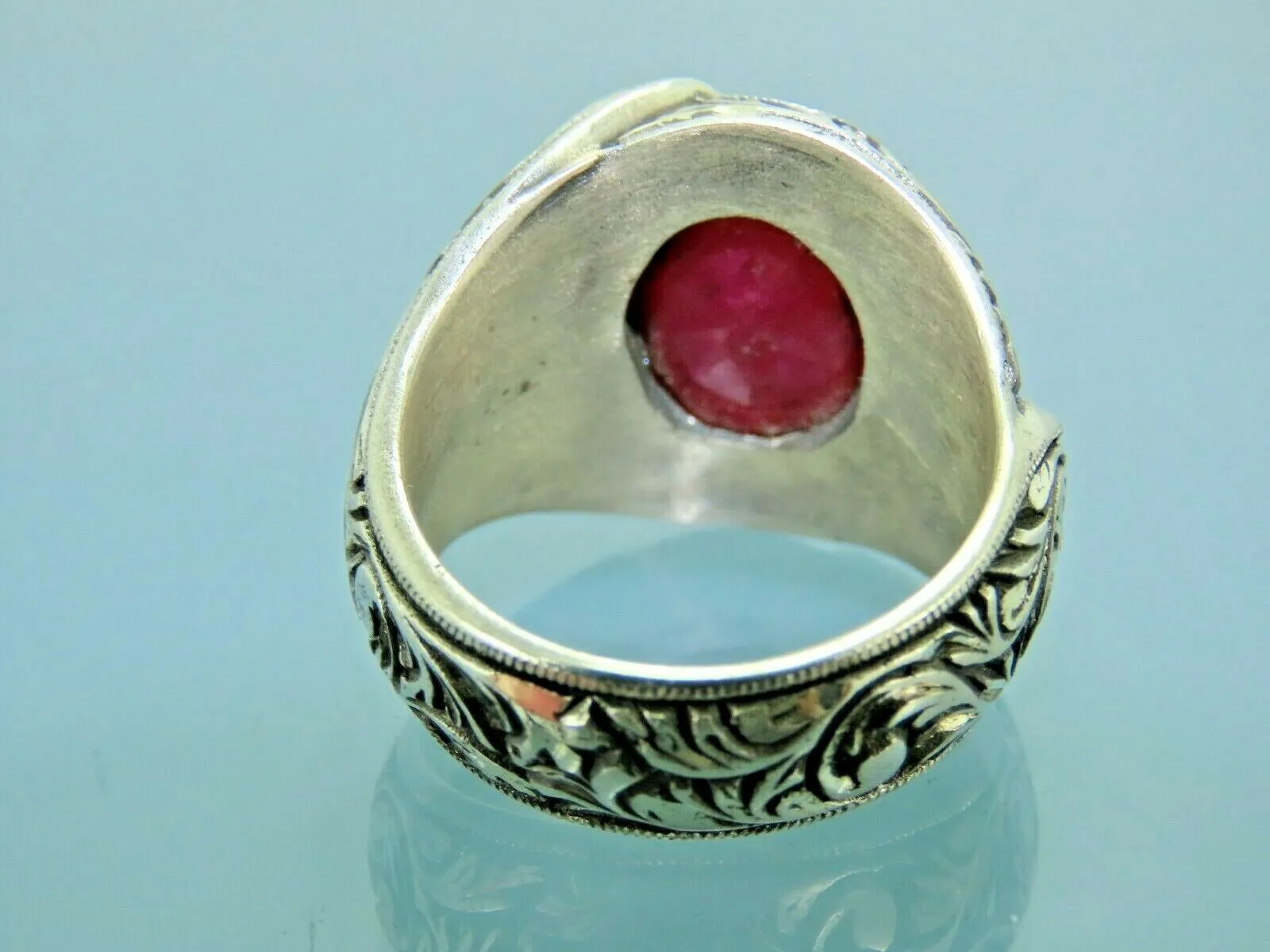 Turkish Handmade Jewelry 925 Sterling Silver Ruby Stone Mens Rings