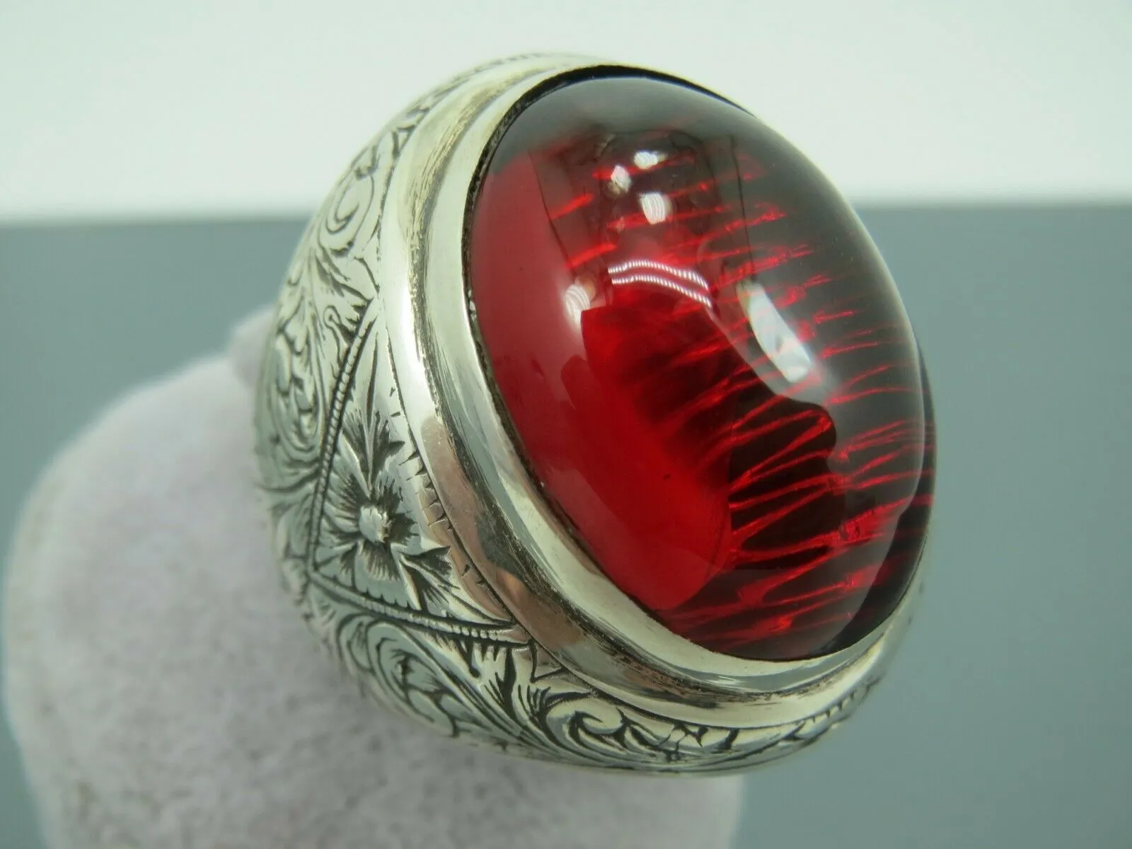 Turkish Handmade Jewelry 925 Sterling Silver Ruby Stone Mens Rings