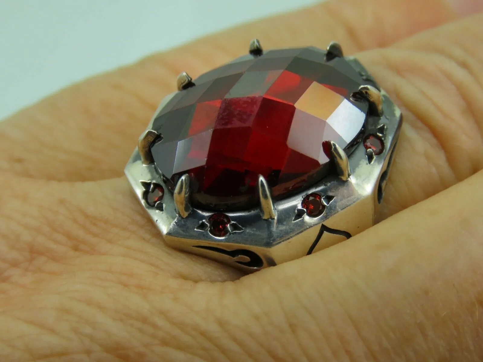 Turkish Handmade Jewelry 925 Sterling Silver Ruby Stone Mens Rings