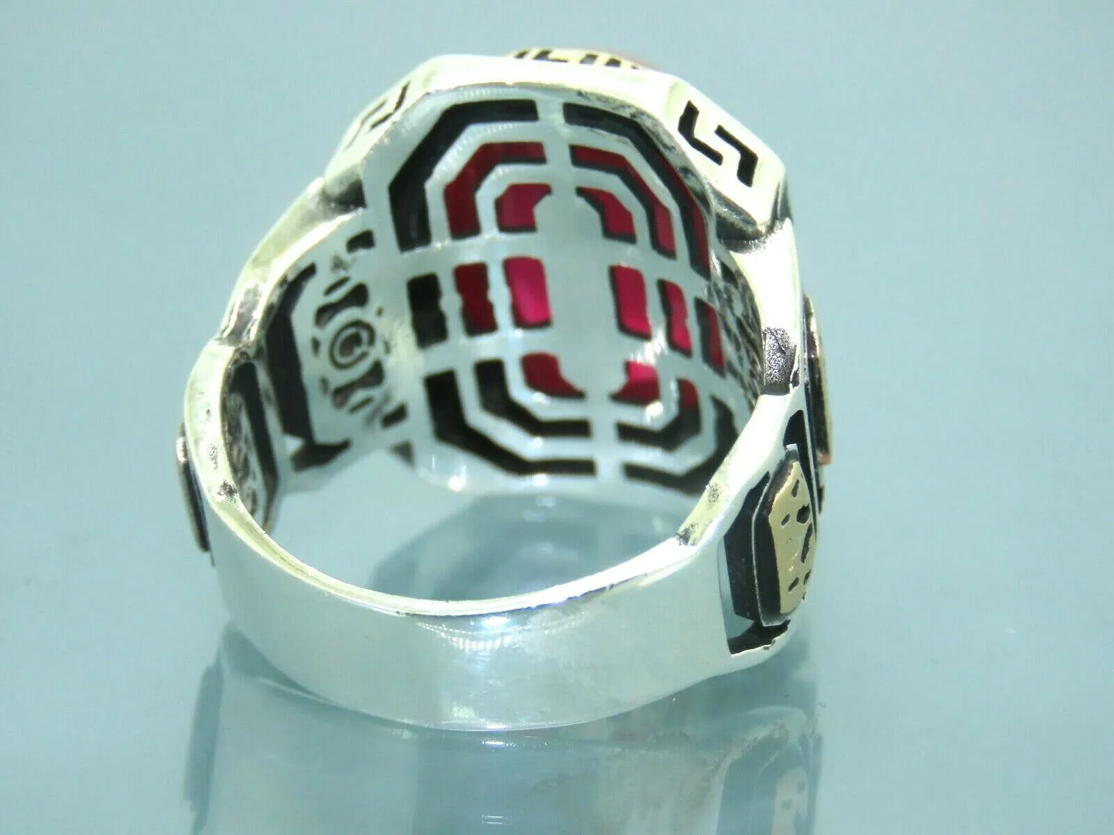 Turkish Handmade Jewelry 925 Sterling Silver Ruby Stone Mens Rings
