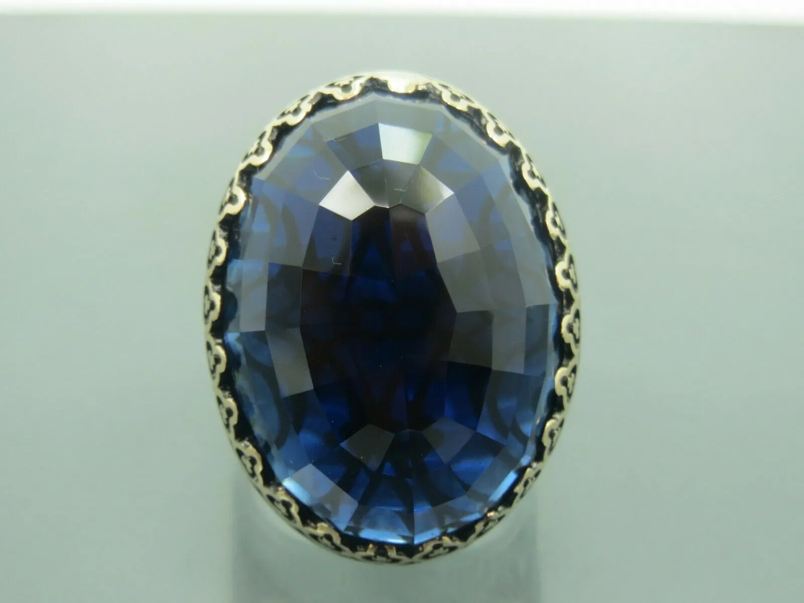 Turkish Handmade Jewelry 925 Sterling Silver Sapphire Stone Mens Rings