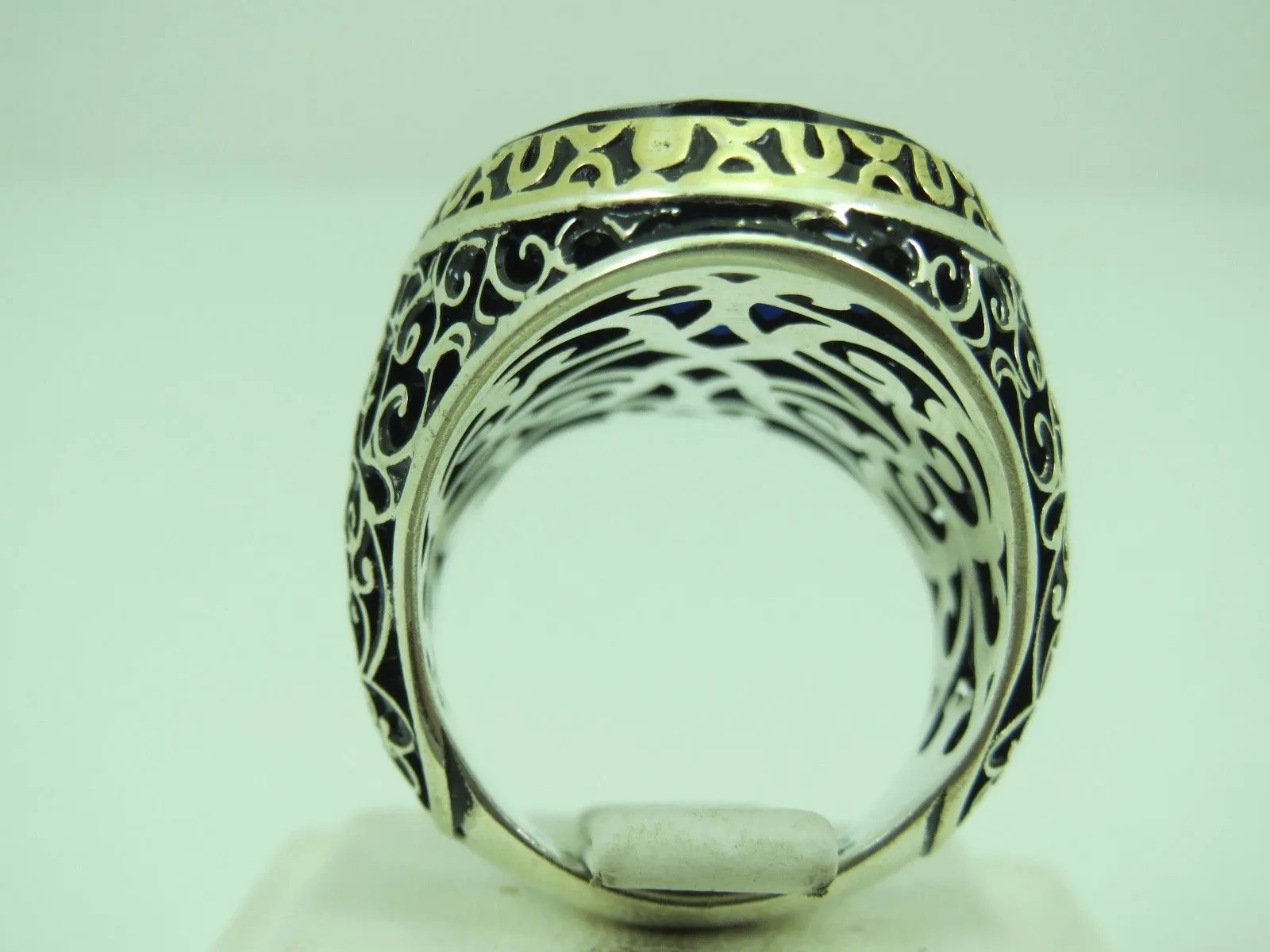 Turkish Handmade Jewelry 925 Sterling Silver Sapphire Stone Mens Rings