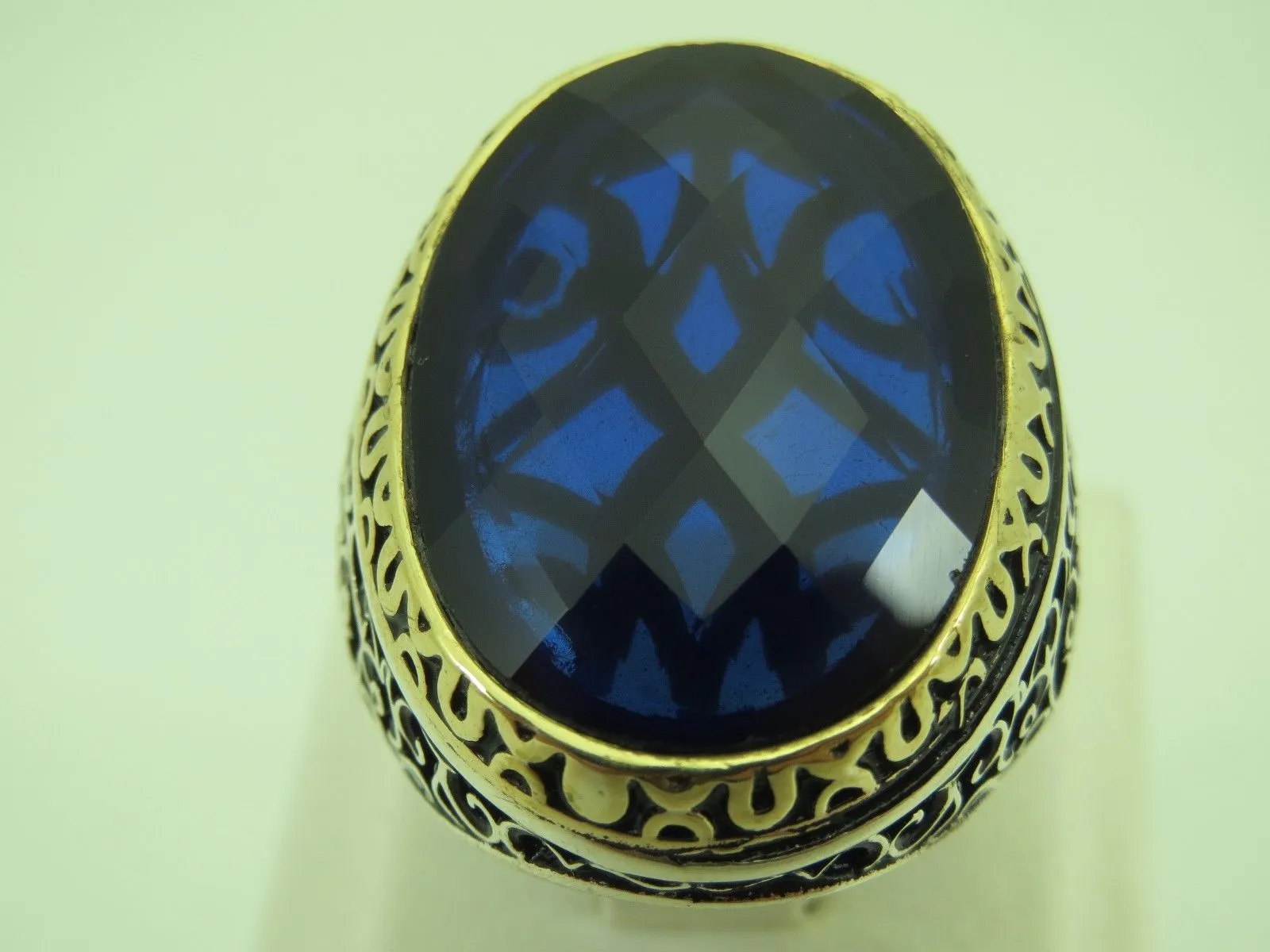 Turkish Handmade Jewelry 925 Sterling Silver Sapphire Stone Mens Rings