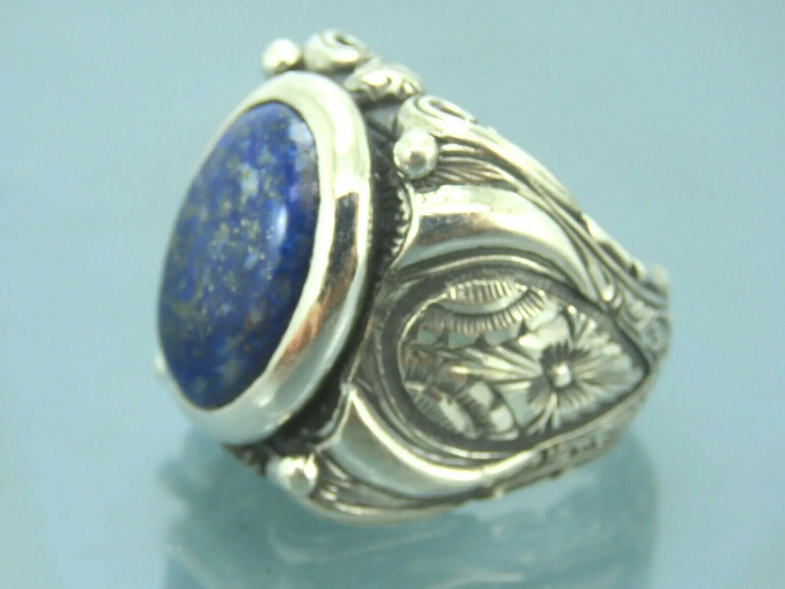 Turkish Handmade Jewelry 925 Sterling Silver Sodalite Stone Men's Rings