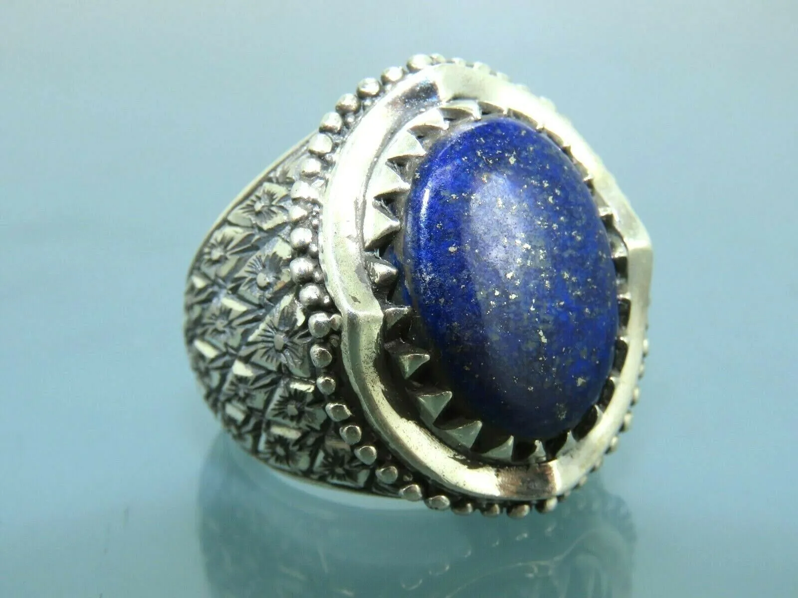 Turkish Handmade Jewelry 925 Sterling Silver Sodalite Stone Men's Rings