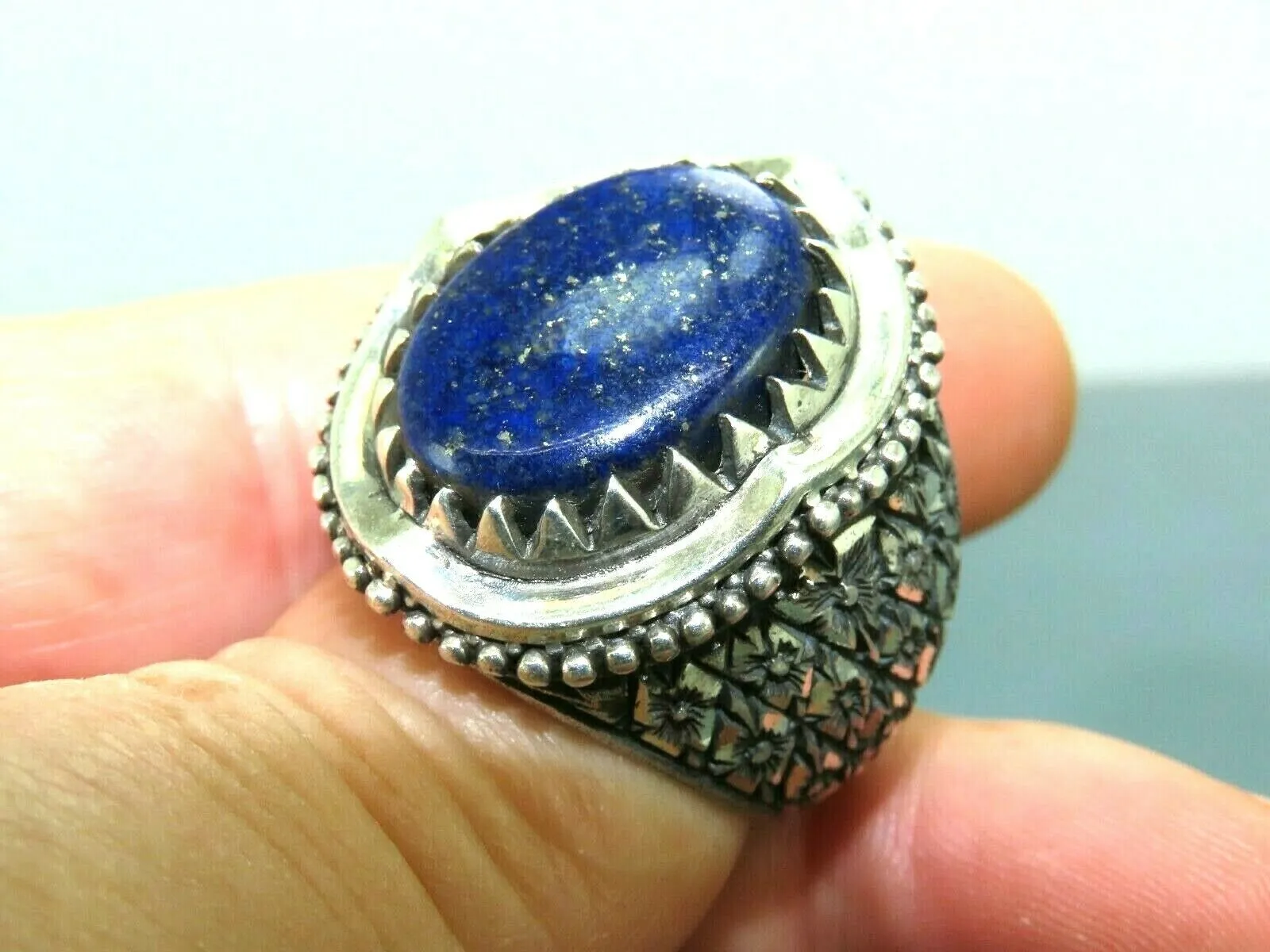 Turkish Handmade Jewelry 925 Sterling Silver Sodalite Stone Men's Rings