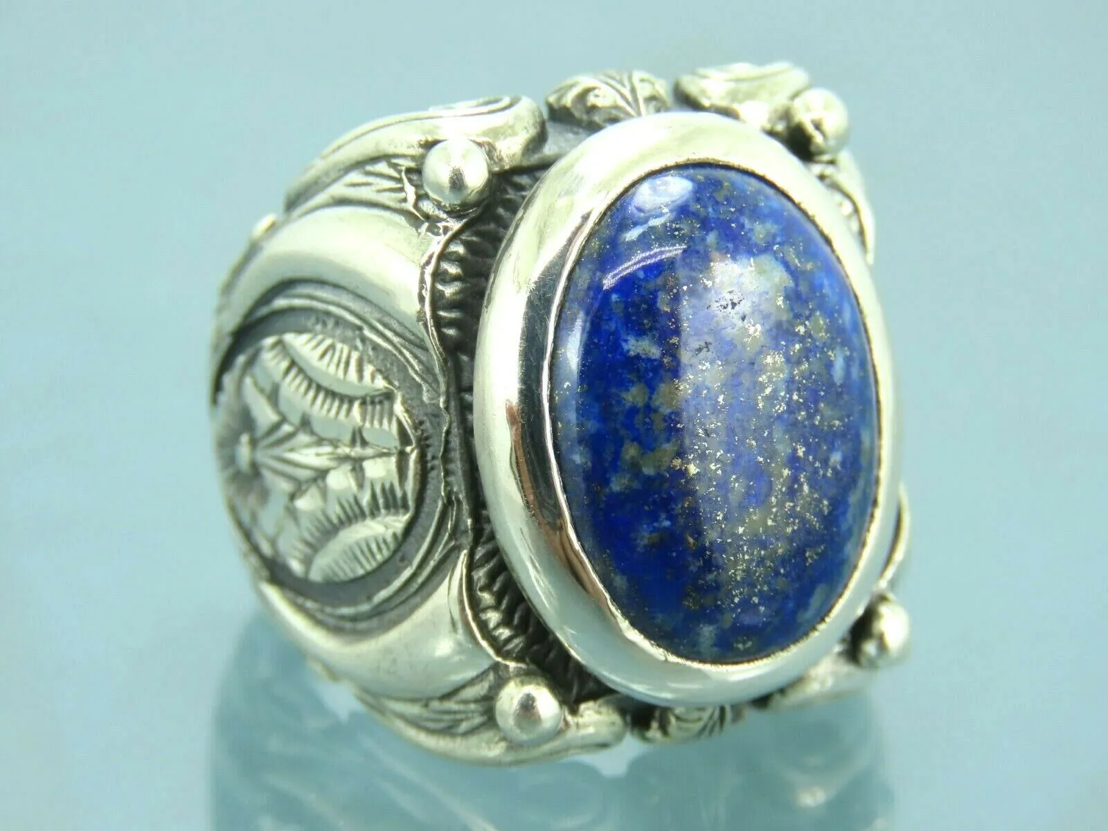 Turkish Handmade Jewelry 925 Sterling Silver Sodalite Stone Men's Rings