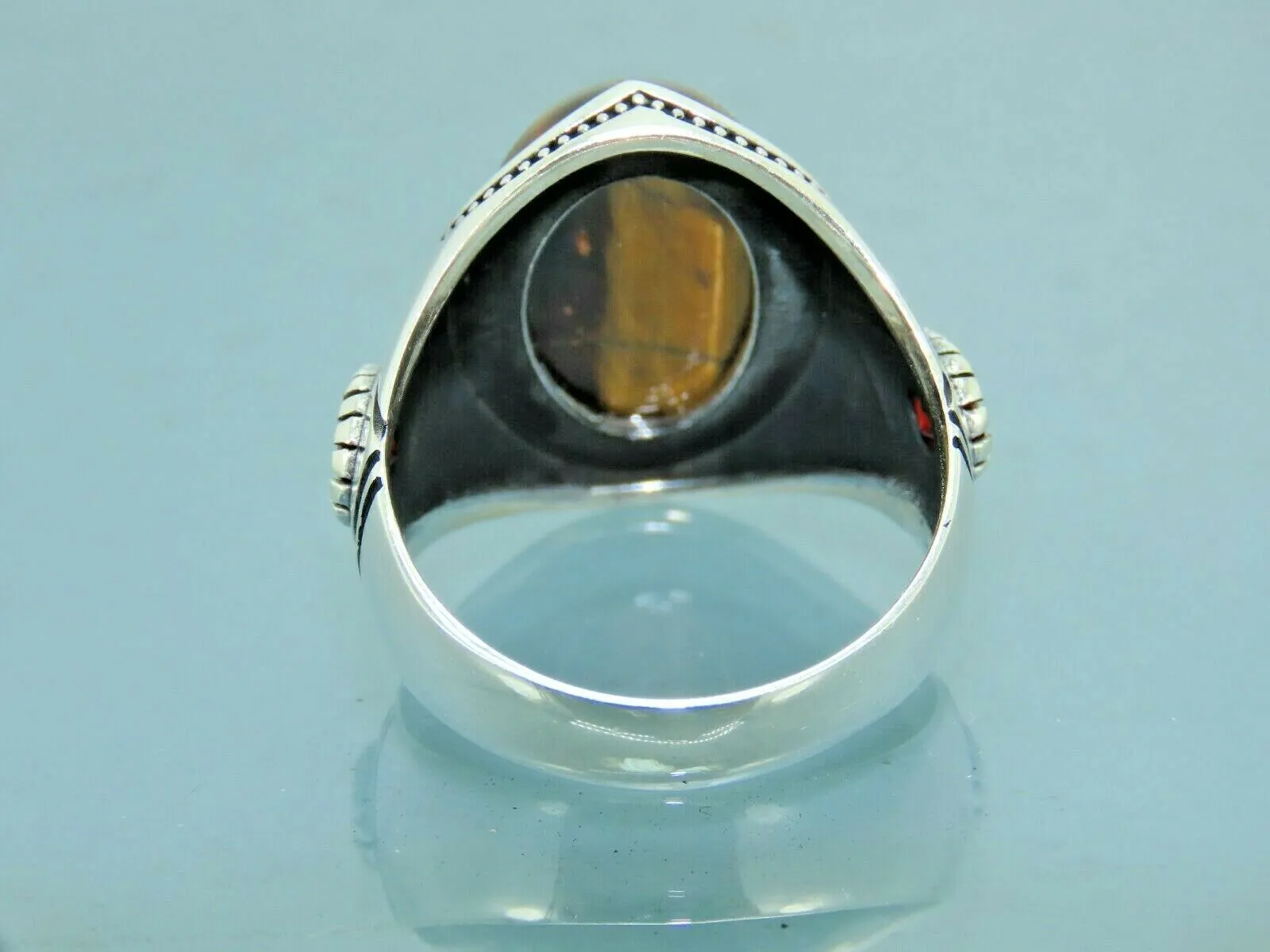 Turkish Handmade Jewelry 925 Sterling Silver Tiger's Eye Stone Mens Rings